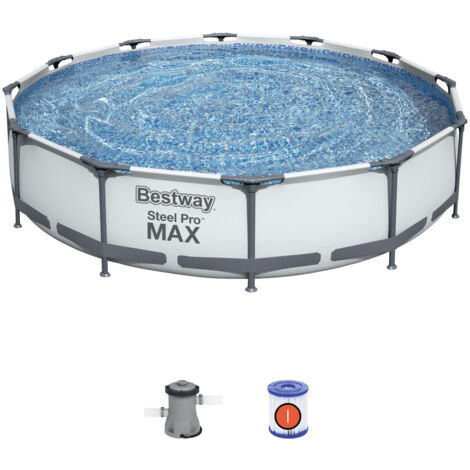 Bestway 56416 Pro Max Frame Pool Steel Pro Set Schwimmbad 366x76cm Pumpe 1.249 L/h