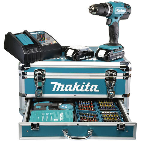 Akku-Schlagbohrschrauber MAKITA DHP453RFX2 Set 18V 2x Akkus + Ladegerät + Zubehör