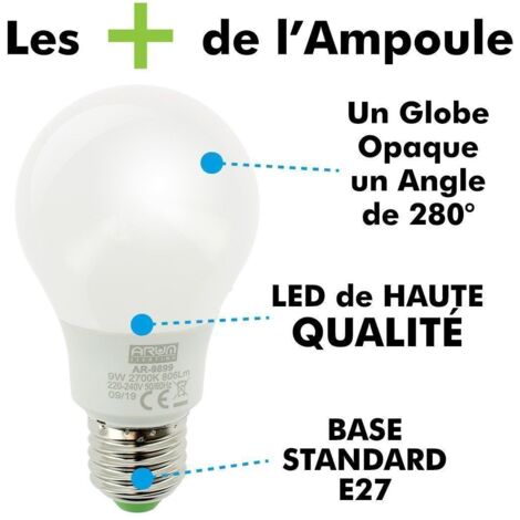 Set mit 10 LED-Lampen E27 8W eq 60W 806lm  Farbtemperatur: Warmweiß 2700K