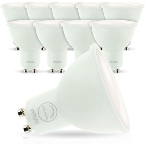 Charge von 10 Led Birnen GU10 7W eq. 60W Dimmbar  Farbtemperatur: Kaltes Weiß 6000K