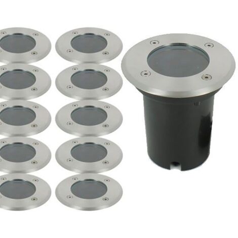 Set mit 10 Bodeneinbaustrahlern CANYON EDELSTAHL 304 GU10 IP67