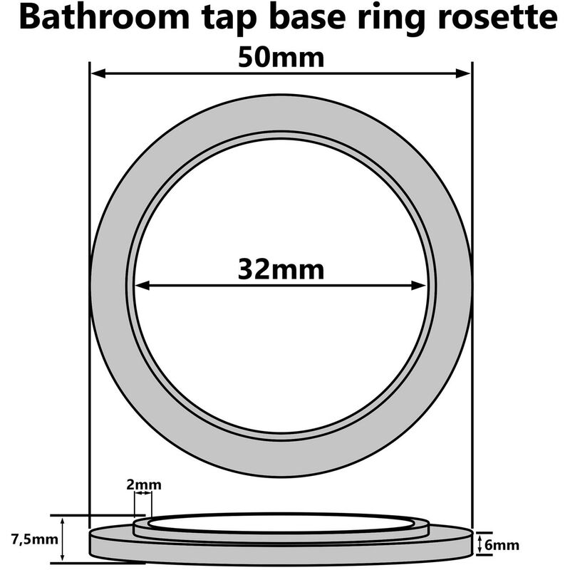 Badezimmerarmatur Basis Ring + Dichtung unter Wasserhahn Waschmaschine  Rosette verchromten Kunststoff