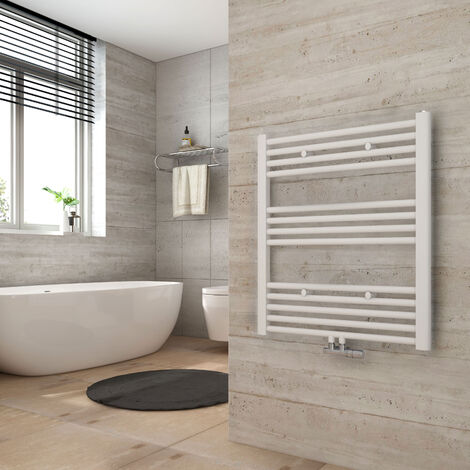 Heilmetz Radiador de baño secador de toallas calefacción 700 x 600 mm Blanco radiador de toallas conexión media calentador de toallas