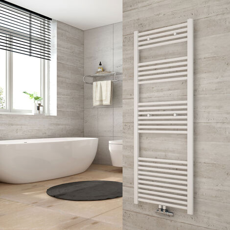 Heilmetz Radiador de baño secador de toallas calefacción 1400 x 500 mm Blanco radiador de toallas conexión media calentador de toallas