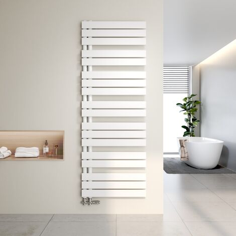 Heilmetz Radiador de Baño y Multiblock set Calentador Secatoallas Calentador de Toallas Blanco 160x60cm + Blanco Válvula