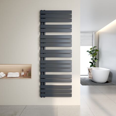 Heilmetz Radiador de Baño y Multiblock set Calentador Secatoallas Calentador de Toallas Antracita 160x60cm + Antracita Válvula