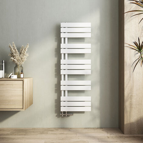 Heilmetz Radiador Toallero de agua Radiador de baño Radiador Conexión Lateral Pannel Radiador Secador de Toallas Blanco 400 x 1200 mm 272W