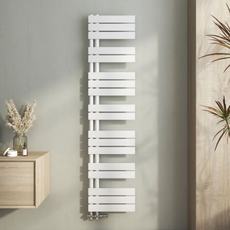 Heilmetz Radiador Toallero de agua Radiador de baño Radiador Conexión Lateral Pannel Radiador Secador de Toallas Blanco 400 x 1600 mm 376W