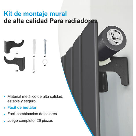 Heilmetz Soporte para radiadores Soporte universal de pared para radiadores  de columna vertical Blanco