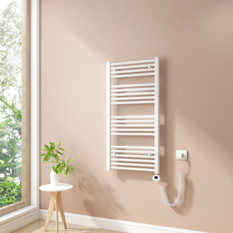 Heilmetz Radiadores Toalleros Eléctricos 500W Radiador Secatoallas Modos Temporizador y Termostato Blanco 100x50cm