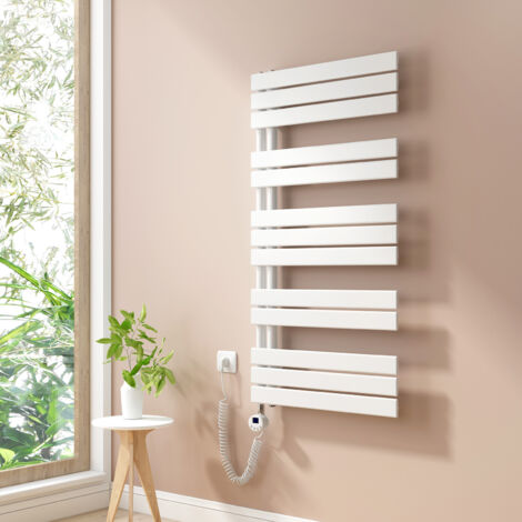 Heilmetz Radiadores Toalleros Eléctricos Unilateral Secatoallas Con Barra Calefactora Eléctrica 120x60cm 600W Blanco