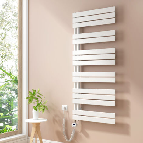 Heilmetz Radiadores Toalleros Eléctricos Unilateral Secatoallas Con Barra Calefactora Eléctrica 140x60cm 800W Blanco