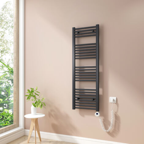 Heilmetz Radiadores Toalleros Eléctricos 500W Radiador Secatoallas Modos Temporizador y Termostato Antracita 120x40cm