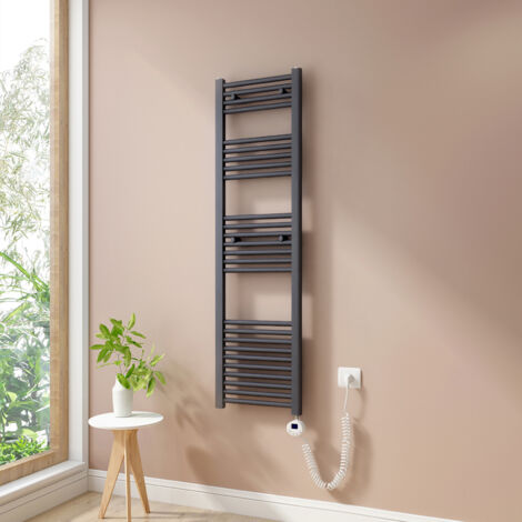 Heilmetz Radiadores Toalleros Eléctricos 476W Radiador Secatoallas Modos Temporizador y Termostato Antracita 140x40cm