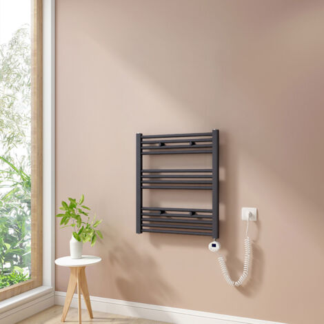 Heilmetz Radiadores Toalleros Eléctricos 330W Radiador Secatoallas Modos Temporizador y Termostato Antracita 70x60cm