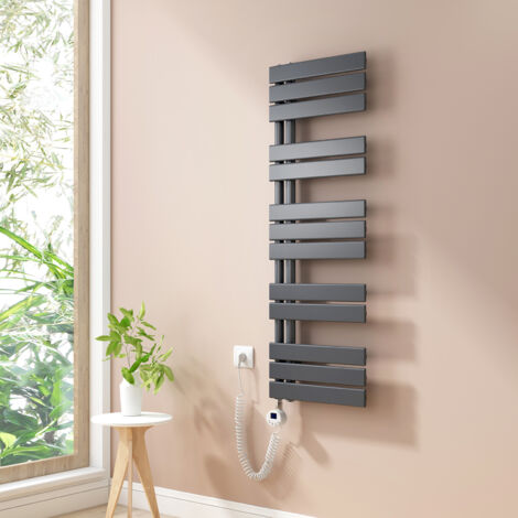 Heilmetz Radiadores Toalleros Eléctricos Unilateral Secatoallas Con Barra Calefactora Eléctrica 120x40cm 600W Antracita