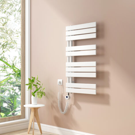 Heilmetz Radiadores Toalleros Eléctricos Unilateral Secatoallas Con Barra Calefactora Eléctrica 90x50cm 400W Blanco