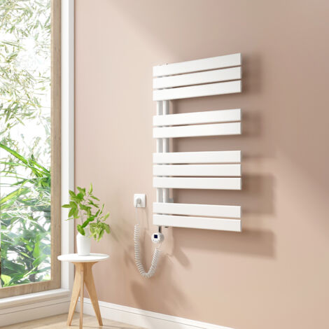 Heilmetz Radiadores Toalleros Eléctricos Unilateral Secatoallas Con Barra Calefactora Eléctrica 90x60cm 400W Blanco