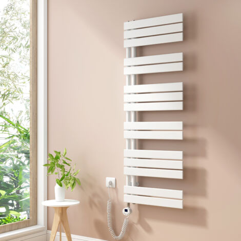 Heilmetz Radiadores Toalleros Eléctricos Unilateral Secatoallas Con Barra Calefactora Eléctrica 140x50cm 800W Blanco