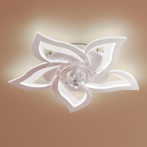 Heilmetz Ventilador de Techo con Luz, Silencioso, 3 Colores y 6 Velocidades con Mando a Distancia para Dormitorio y Salón (Blanco, Flores elegantes)