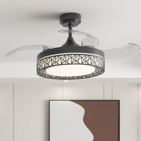 Heilmetz Ventilador de Techo con Luz, Silencioso, 3 Colores y 6 Velocidades con Mando a Distancia para Dormitorio y Salón (Nergo, Moderno)