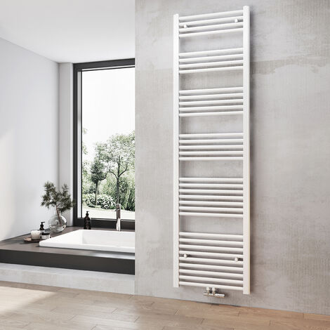 Heilmetz Calentador de Baño Secador de Toallas Calefacción 1800 x 500 mm Blanco Calentador de Toallas Conexión Media Calentador de Toallas