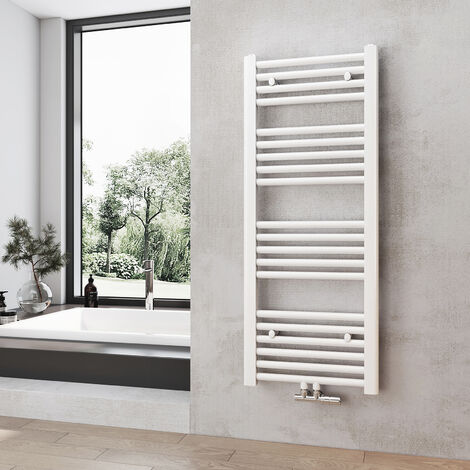 Heilmetz Radiador de baño secador de toallas calefacción 1000 x 400 mm radiador de toallas blanco conexión media calentador de toallas