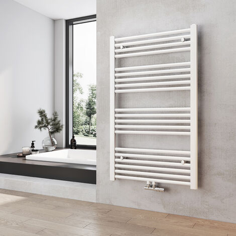 Heilmetz Radiador de baño secador de toallas calefacción 1000 x 600 mm radiador de toallas blanco conexión media calentador de toallas