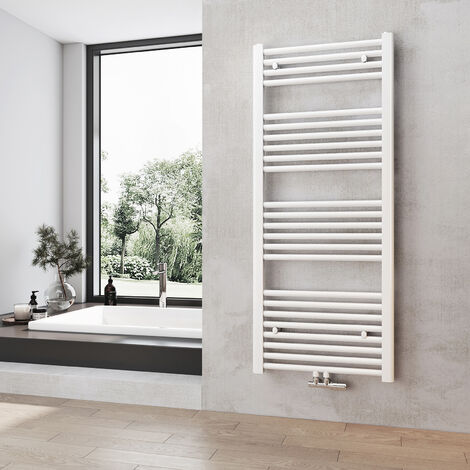 Heilmetz Radiador de baño secador de toallas calefacción 1200 x 500 mm radiador de toallas blanco conexión media calentador de toallas (1/5)