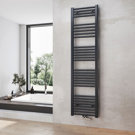 Heilmetz Radiador de baño secador de toallas calefacción 1600 x 400 mm antracita radiador de toallas conexión media calentador de toallas