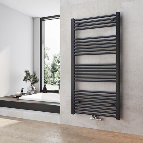 Heilmetz Radiador de baño secador de toallas calefacción 1200 x 600 mm antracita radiador de toallas conexión media calentador de toallas