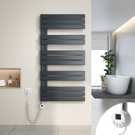 Heilmetz Secador de Toallas Eléctrico, Secador de Toallas Plano con Elemento Eléctrico Temporizador, Conexión Lateral,120x60cm, 600W, Antracita
