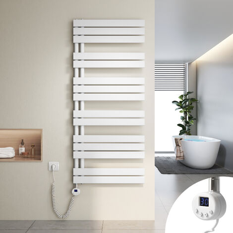 Heilmetz Secador de Toallas Eléctrico, Secador de Toallas Plano con Elemento Eléctrico Temporizador, Conexión Lateral,140x60cm, 800W, Blanco