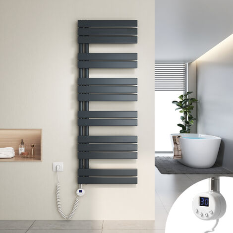 Heilmetz Secador de Toallas Eléctrico, Secador de Toallas Plano con Elemento Eléctrico Temporizador, Conexión Lateral,140x50cm, 800W, Antracita