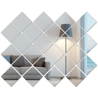 Heilmetz Stickers Espejos Pegatinas DIY Decorativas Espejo Cuadrado 15x15cm Espejo de Cristal Sticker (24 piezas)