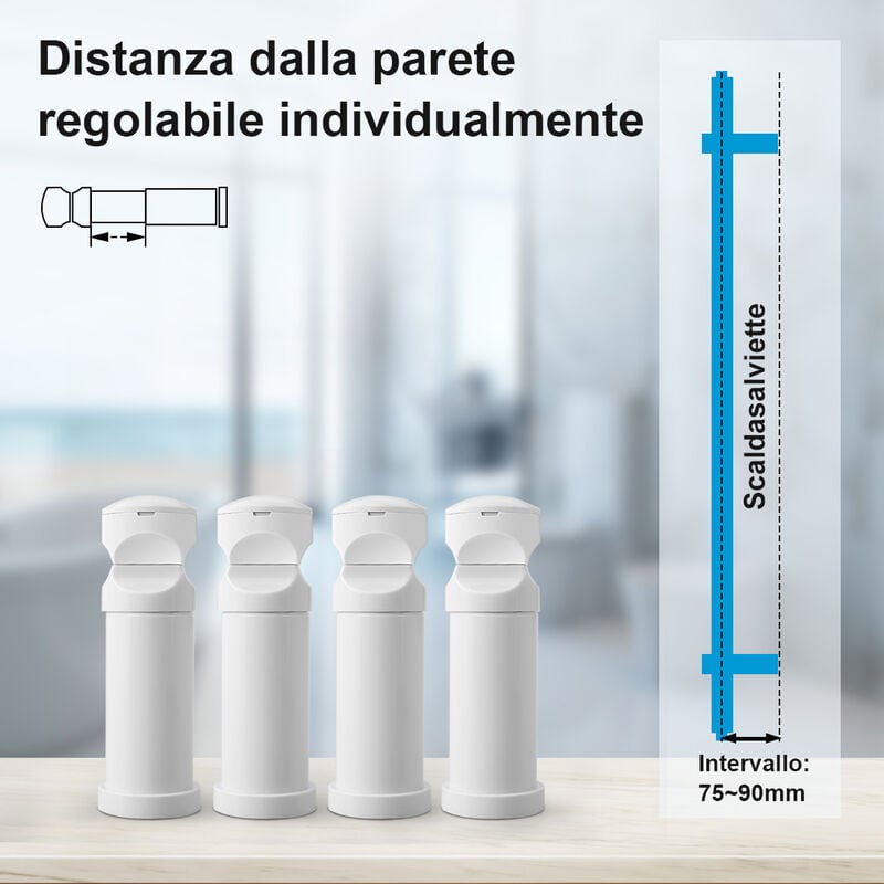 Heilmetz Staffa per Radiatore Asciugamano Bagno Plastica Staffa per il  Montaggio a Parete Set di 4 pezzi Bianco