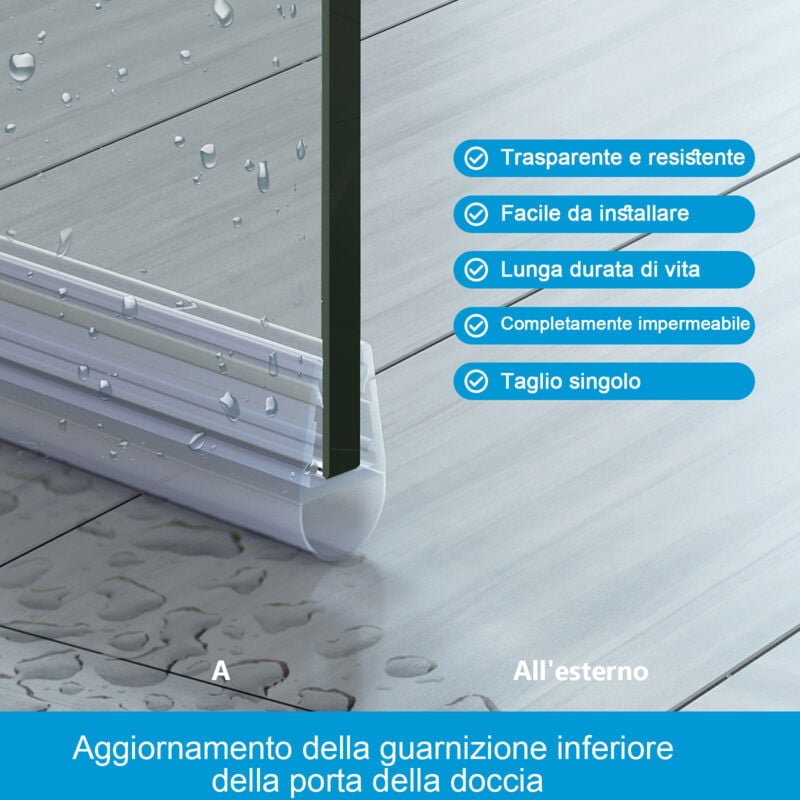 Heilmetz Guarnizione doccia, guarnizione porta doccia di ricambio da 60 cm  per porte doccia con spessore del vetro da 7 a 8 mm
