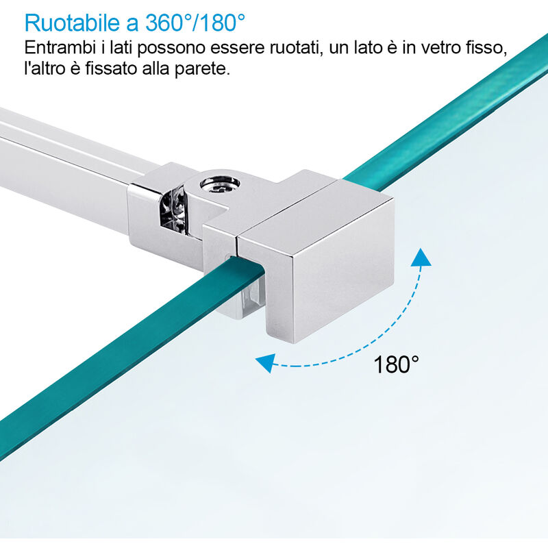 Barra Stabilizzatrice Per Box Doccia - Regolabile 70-120 Cm, Per Vetri Spessi 8-10 Mm, Acciaio Inox - Foto 4