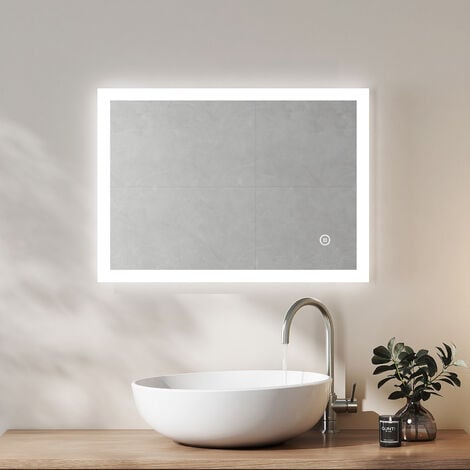 Specchio bagno con lampada a led da 100x80 cm con luce led fredda
