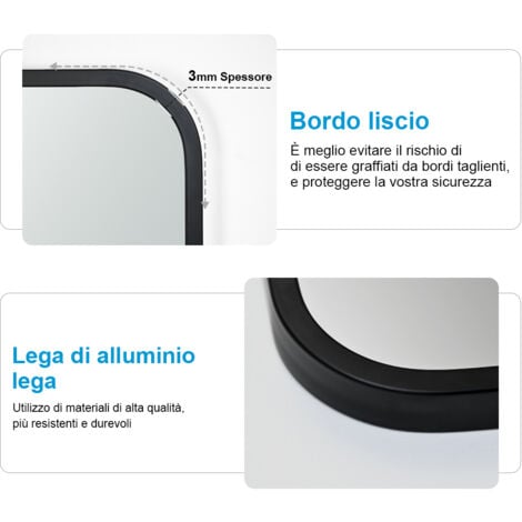 Heilmetz Specchio da Parete 120x37cm Specchio Figura Intera Vetro Antideflagrante Struttura in Metallo Nero