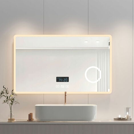 Specchio bagno LED 80x60cm reversibile con fasce luminose