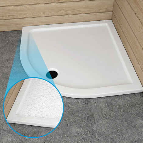Heilmetz Piatti Doccia Antiscivolo Cuarto de Círculo 90x90cm Piatto Doccia in Acrilico Bianco Lucido