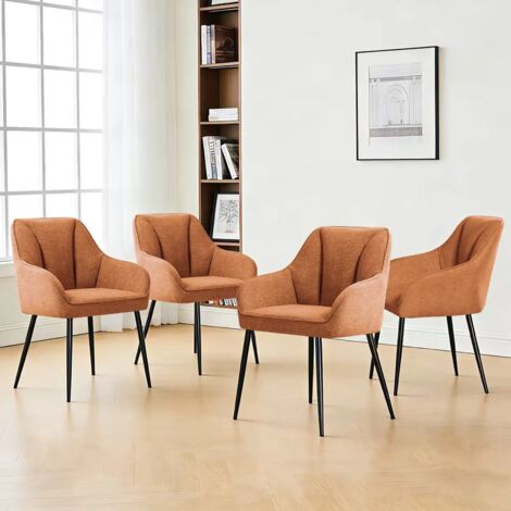 JYMTOM Set di 4 Sedie da Pranzo, Sedia da sala da pranzo in tessuto di fibra di basalto, struttura metallica stabile, Carico Max. 120 kg, per Soggiorno, Camera, Ufficio - Arancione