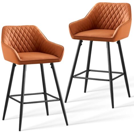 JYMTOM Set di 2 sgabelli da bar, sedile per sedia, tessuto arancione a forma di zampa di gatto, gambe in metallo, sgabello. Gambe metalliche per la sedia da pranzo - arancioni