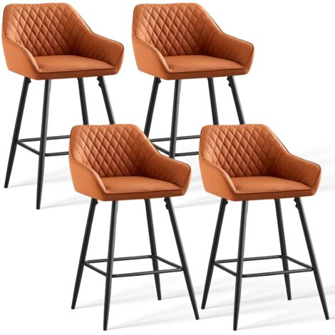 JYMTOM Set di 4 sgabelli da bar, sedile per sedia, tessuto arancione a forma di zampa di gatto, gambe in metallo, sgabello. Gambe metalliche per la sedia da pranzo - arancioni