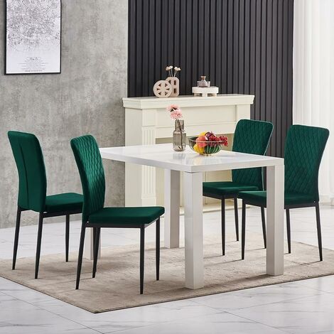 Set di 6 sedie JYMTOM Schienale alto, per sala da pranzo, materiale Velluto e metallo - Verde