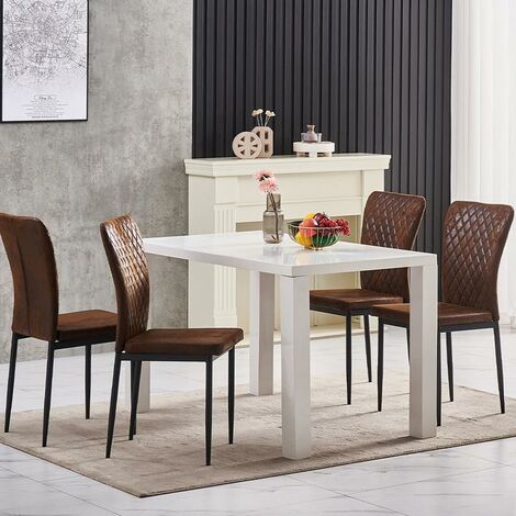Set di 6 sedie da pranzo/soggiorno JYMTOM con schienale alto, sedile in tessuto scamosciato - marrone