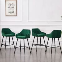 JYMTOM Set di 4 sedie sgabello da bar in velluto, seduta imbottita, gambe in metallo, sgabello. sedie da pranzo, barre, gambe in metallo-Verde