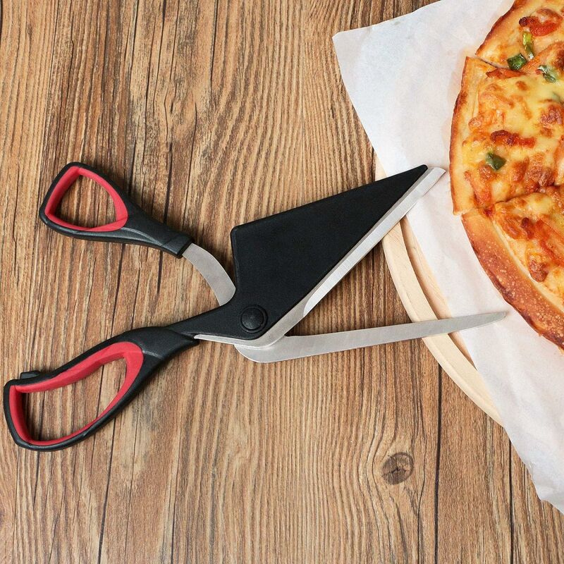 Ciseaux à pizza Coupe-pizza Cisailles de cuisine en acier inoxydable avec  pelle à pizza détachable Gadget de cuisine