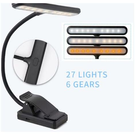 Gritin Lampe de Lecture Rechargeable, 9 LED Liseuse Lampe Clip, Gradation  Progressive & 3 Modes Protection des Yeux (Blanc Froid&Chaud), 360° Cou  Flexible, Indicateur, Longue Travail pour Lire au Lit : :  Luminaires et Éclairage